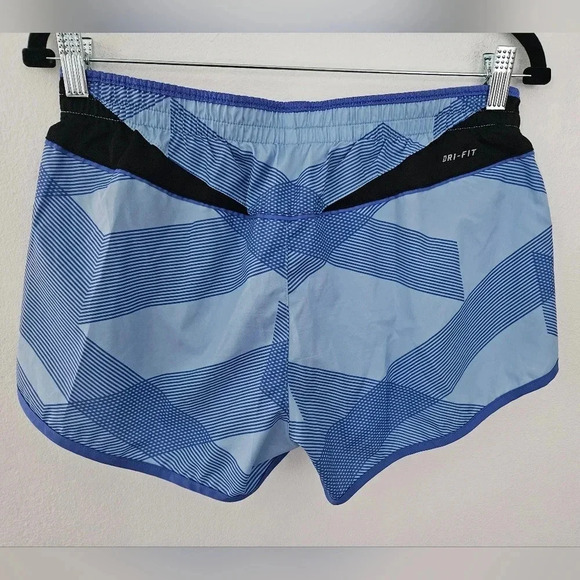 Nike Women's Dri-Fit Graphic Print Running Shorts in blue and black size medium - Picture 2 of 7